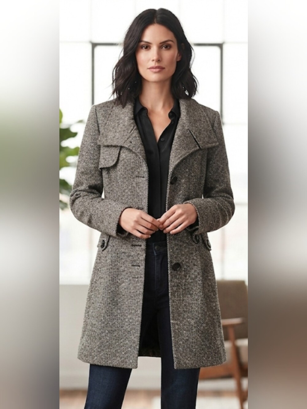 Worthington Gray Tweed Pea Coat